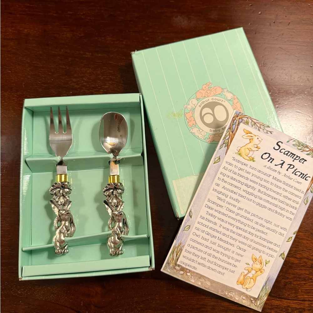 Arthur Court Bunny Baby Handle Fork and Spoon Set 🐇🌷🐇 Easter set
